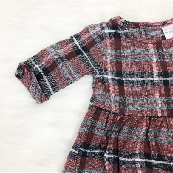 Carter’s Plaid Flannel Button Back Dress Size 6mos - Picture 3 of 6